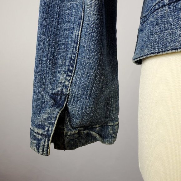 Kikit Jeans Embroidery & Sequins Denim Jacket Size L - Picture 11 of 13